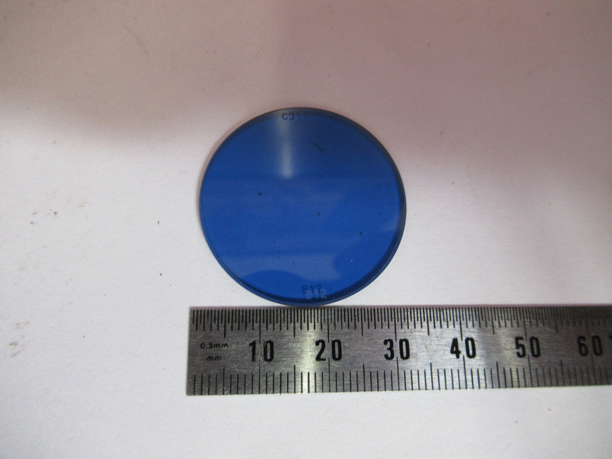 OPTICAL GLASS ZEISS BLUE FILTER MICROSCOPE PART OPTICS AS PICTURED Y5-A-53
