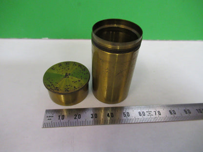 ANTIQUE BRASS EMPTY CARL ZEISS "E" OBJECTIVE CANISTER MICROSCOPE PART T3-B-14