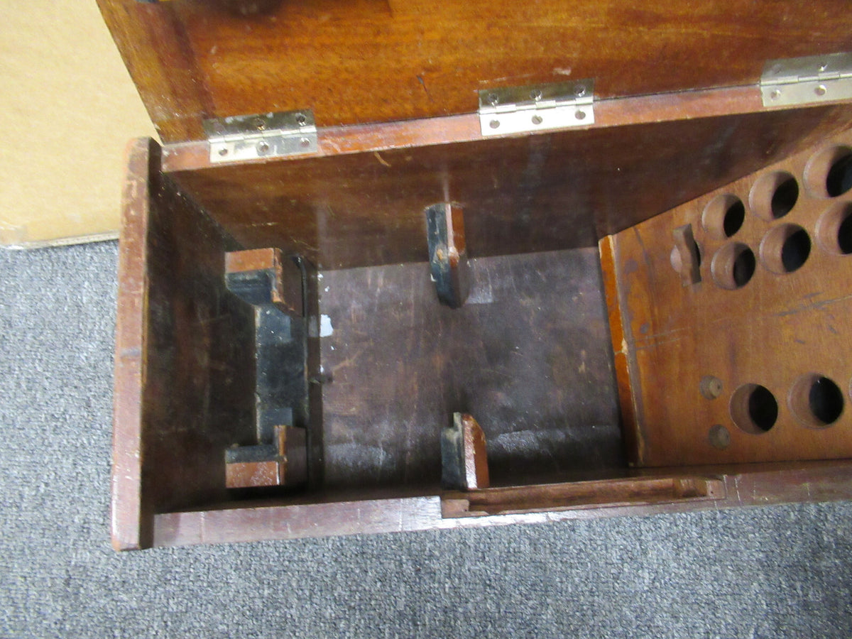 ANTIQUE EMPTY WOOD CASE REICHERT AUSTRIA MICROSCOPE PART AS PICTURED &LOB