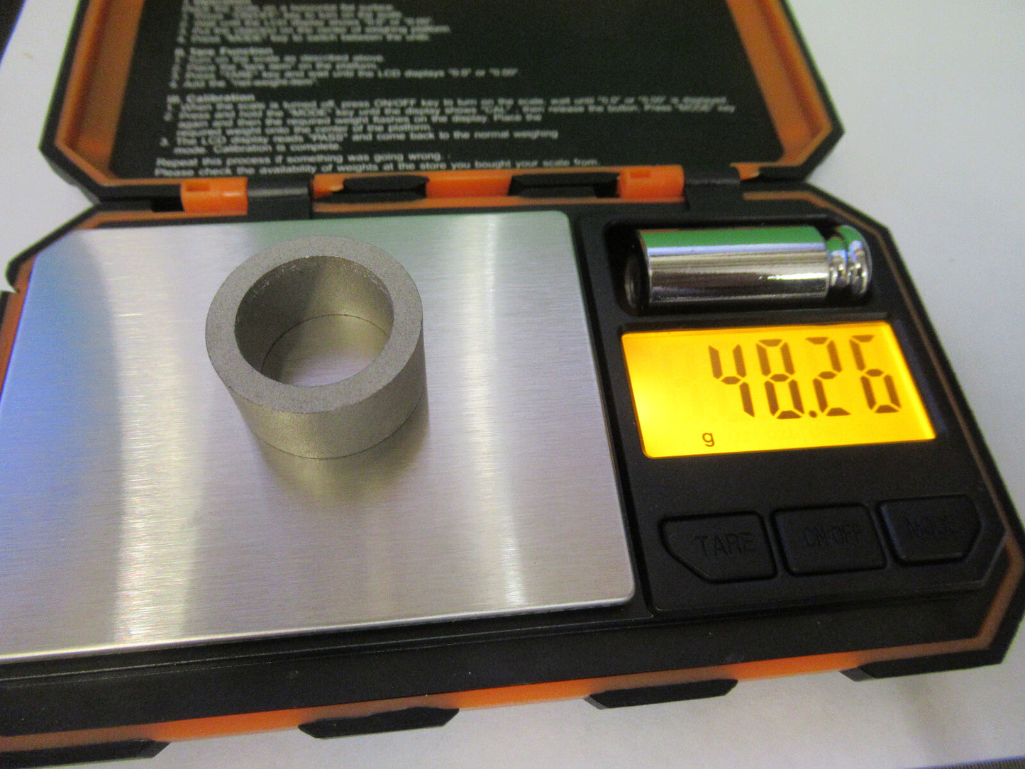 METAL RING CYLINDER TUNGSTEN ALLOY 90% CHEMICAL ELEMENT AS PICTURED #5-B-30
