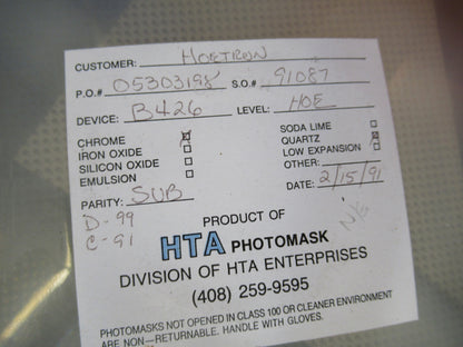 HOETRON MASK PHOTOLITHOGRAPHY VINTAGE COMPONENTS AS PICTURED T1-A-05