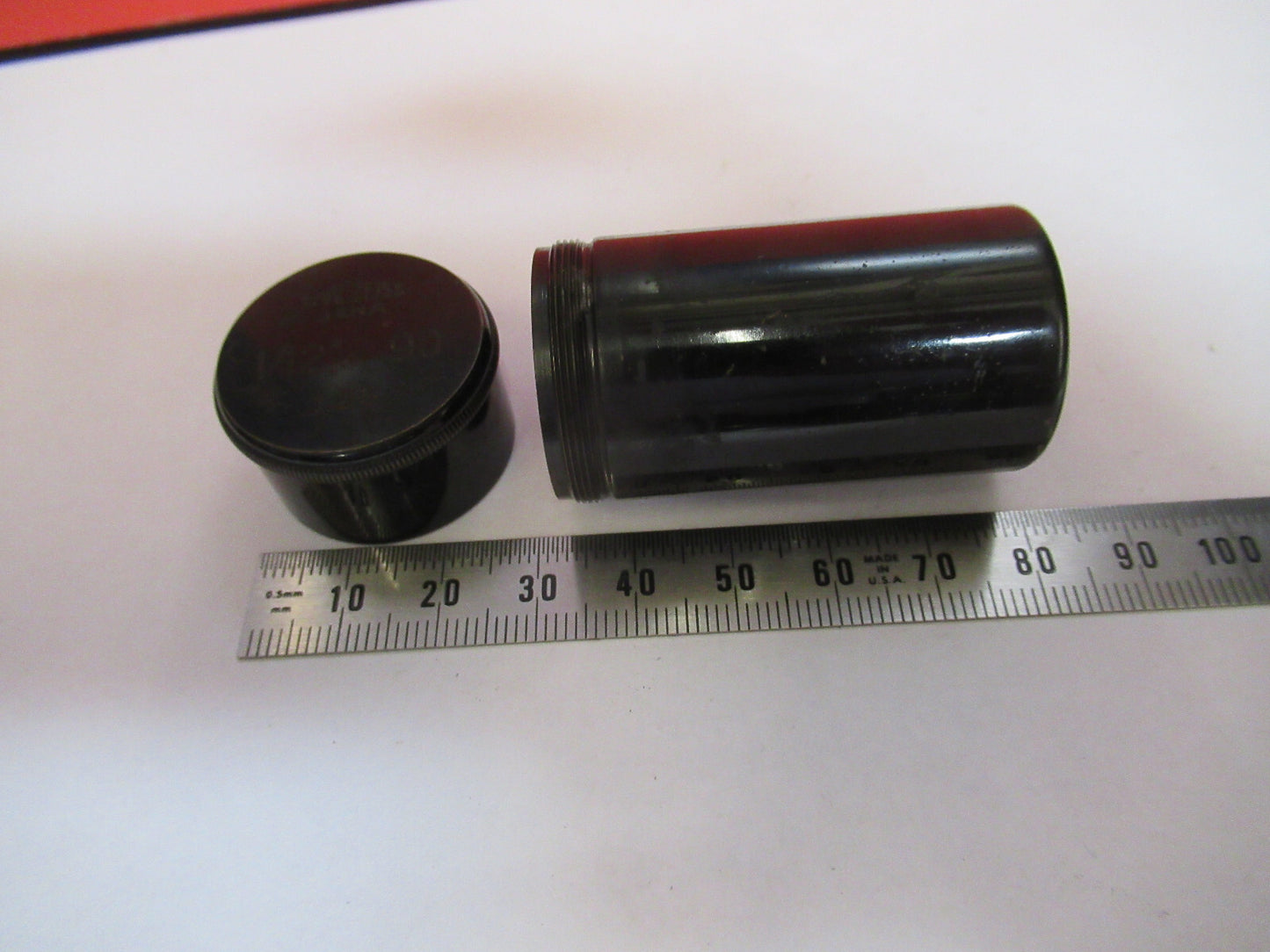 ANTIQUE BRASS EMPTY OBJECTIVE CAN ZEISS MICROSCOPE PART AS PICTURED F8-A-52