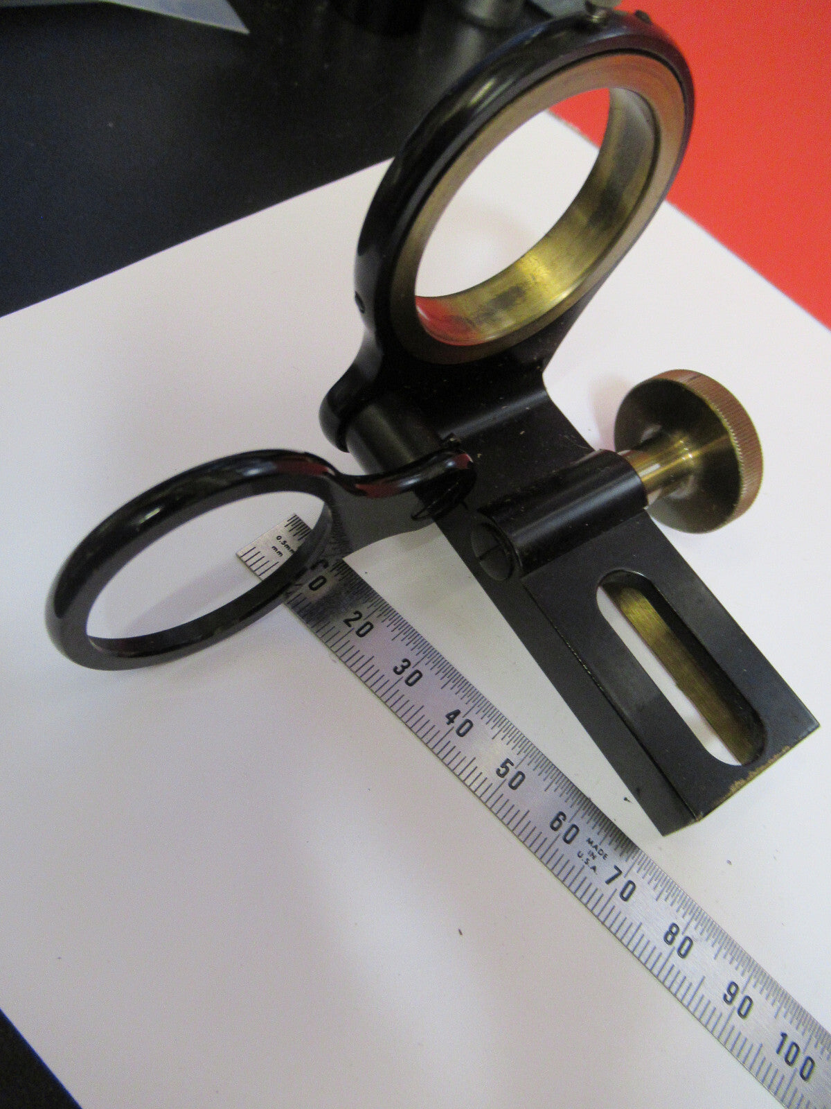 ZEISS GERMANY BRASS CONDENSER HOLDER MICROSCOPE PART AS PICTURED Y4-A-55