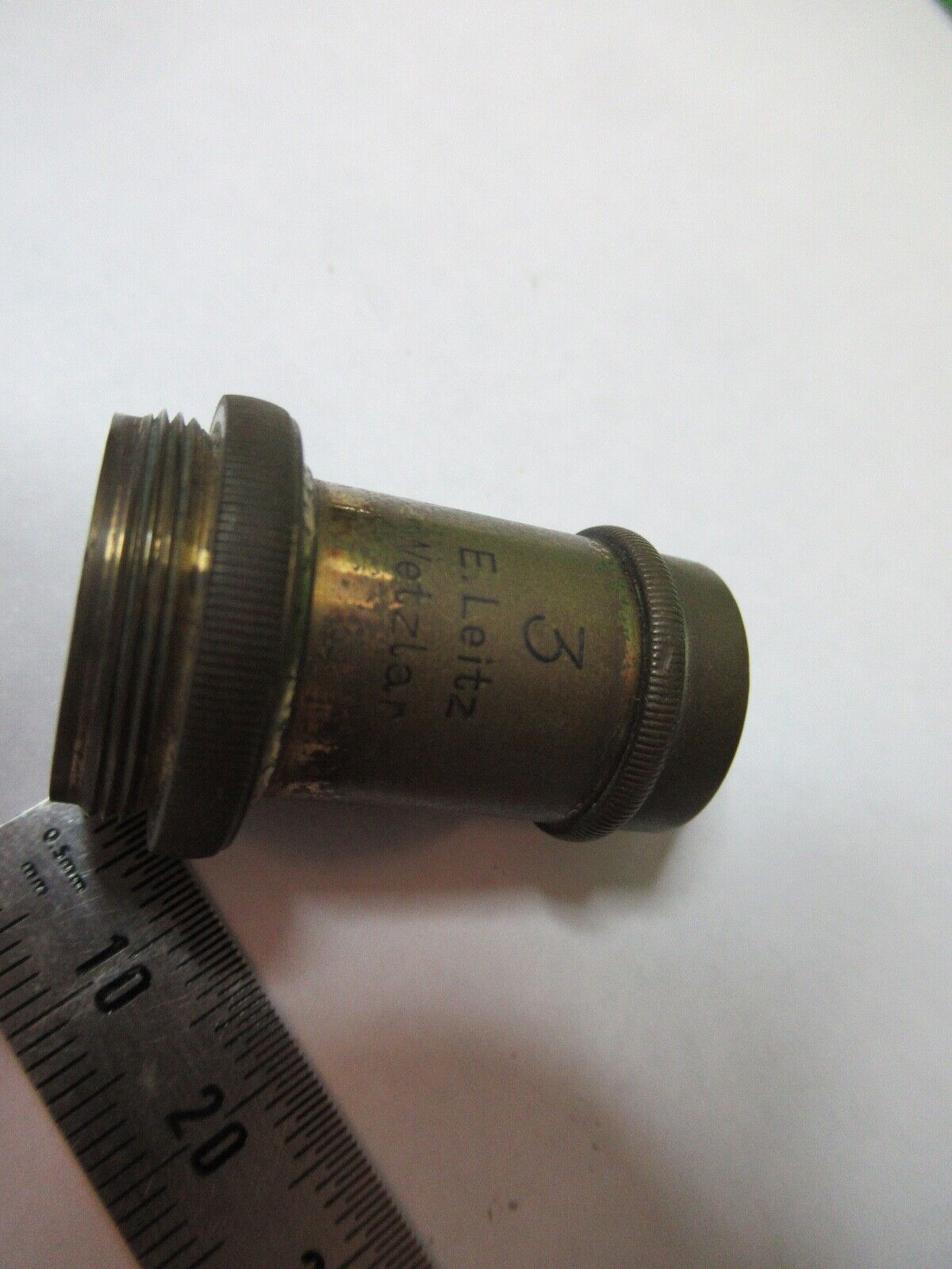 ANTIQUE ERNST LEITZ GERMANY "3" OBJECTIVE  MICROSCOPE PART AS PICTURED S2-C-101