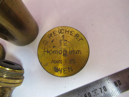 Antique Brass Reichert Austria 1/12 Objective Microscope