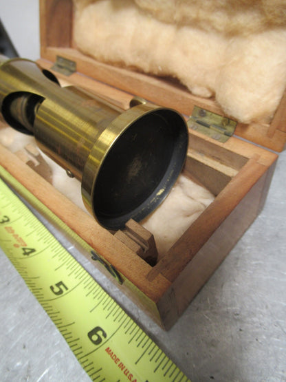 ANTIQUE FRENCH PORTABLE BRASS MICROSCOPE  WITH BOX circa 1870 T8-B-30