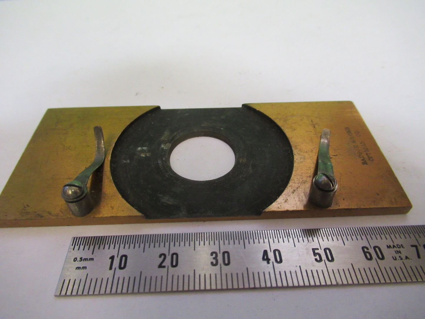 Antique Brass Bausch & Lomb Rare Stage Plate Microscope Part