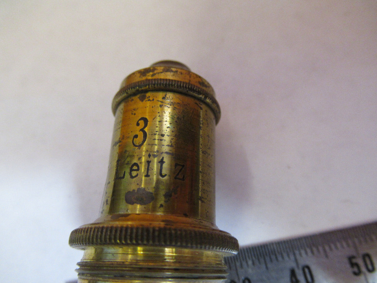 ANTIQUE BRASS ERNST LEITZ OBJECTIVE "3" MICROSCOPE PART AS PICTURED Y3-A-47