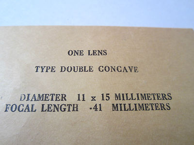 OPTICAL LENS DOUBLE CONCAVE 11x15 mm FL -41 mm  LASER OPTICS BIN#1B