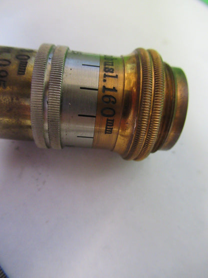 ANTIQUE BRASS OBJECTIVE CARL ZEISS 1902 RARE IRIS OPTICS MICROSCOPE PART W3-C-32