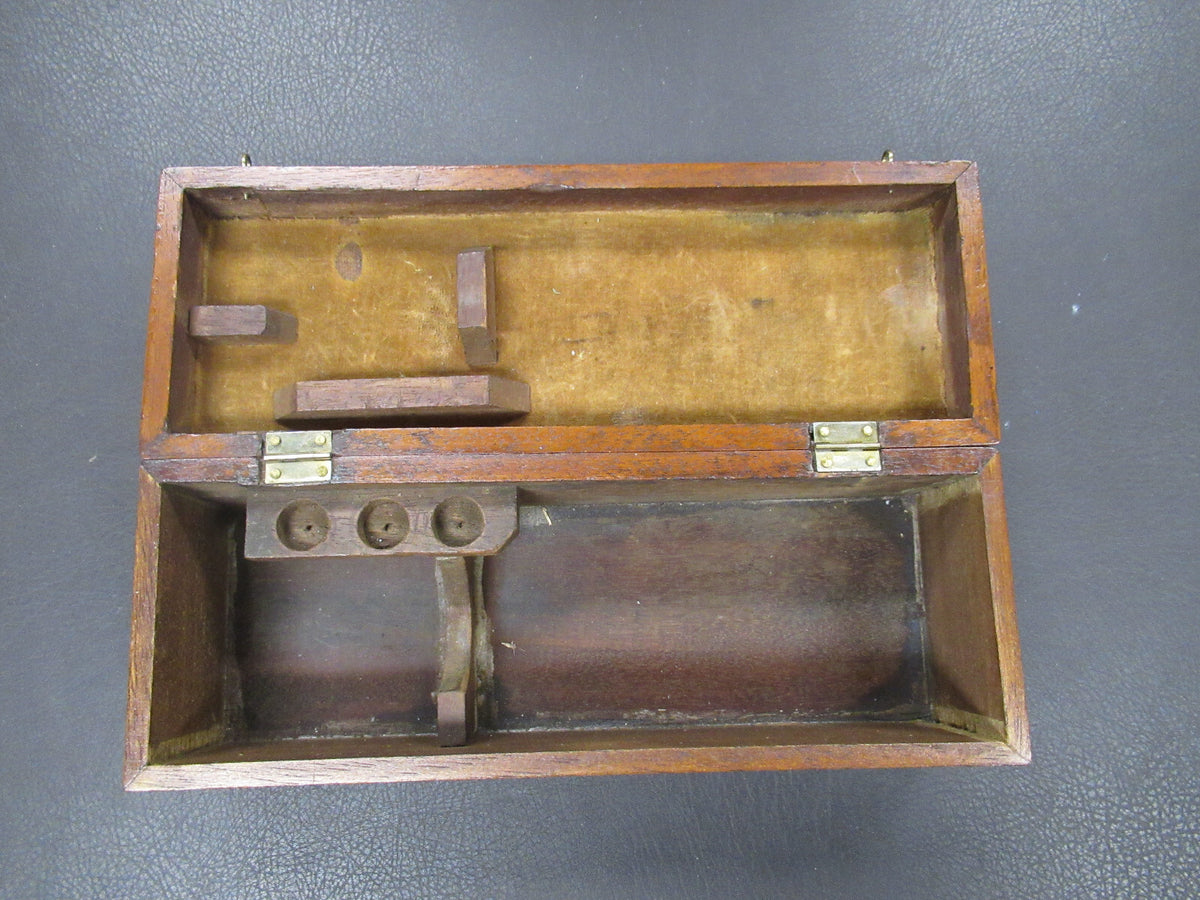 ANTIQUE EMPTY WOOD BOX MICROSCOPE PART AS PICTURED TE-4