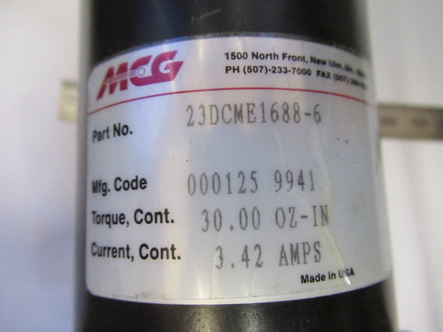 MCG DC MOTOR 23DCMG16688-6 STEP TORQUE MECHATRONICS AS PICTURED H2-A-57