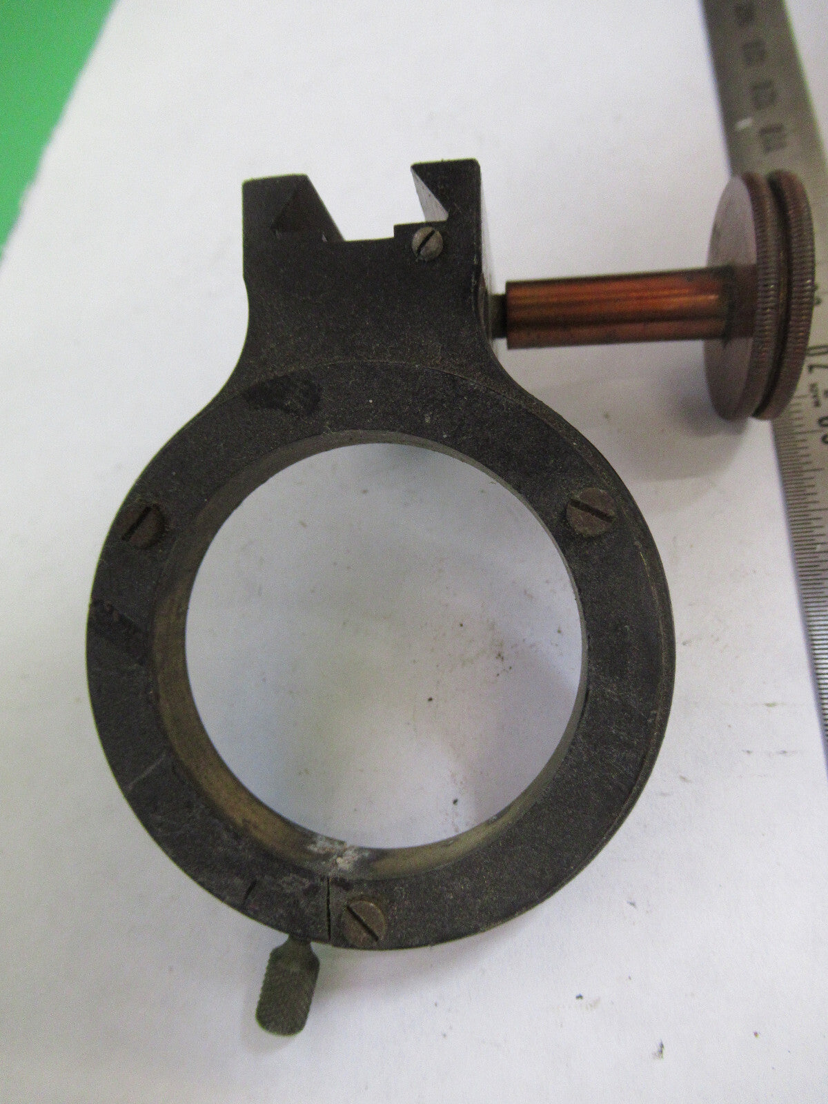 ANTIQUE BAUSCH LOMB CONDENSER HOLDER BRASS MICROSCOPE PART AS PICTURED S7-A-10