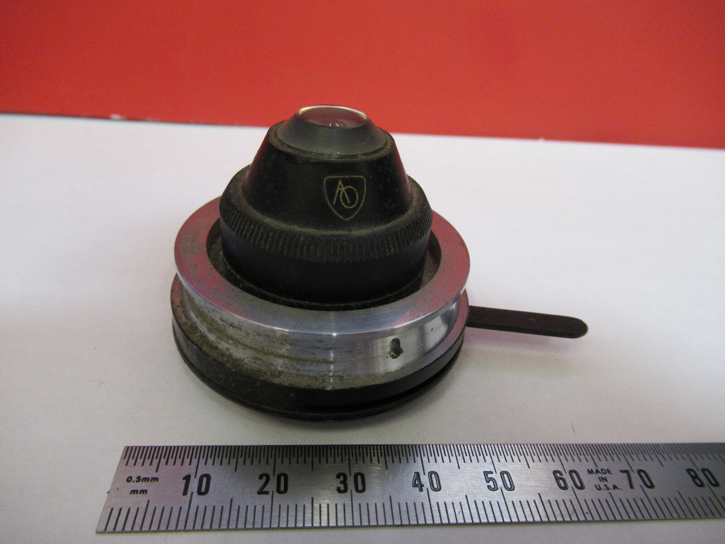 AO SPENCER ANTIQUE CONDENSER + IRIS OPTICS MICROSCOPE PART AS PICTURED T7-A-27