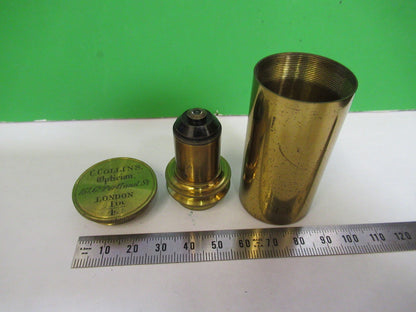 ANTIQUE BRASS OBJECTIVE 1/4 inch LENS COLLINS LONDON UK MICROSCOPE PART X3-B-21