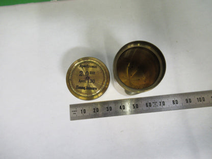 ANTIQUE BRASS EMPTY CARL ZEISS 2mm OBJECTIVE CANISTER MICROSCOPE PART T3-B-10