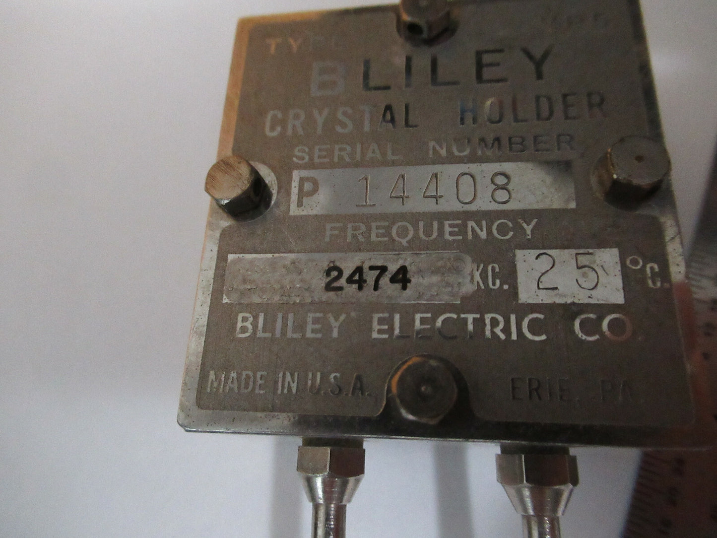 Antique 1930s Quartz Radio Crystal VP5 Bliley Electric Co. Frequency Control