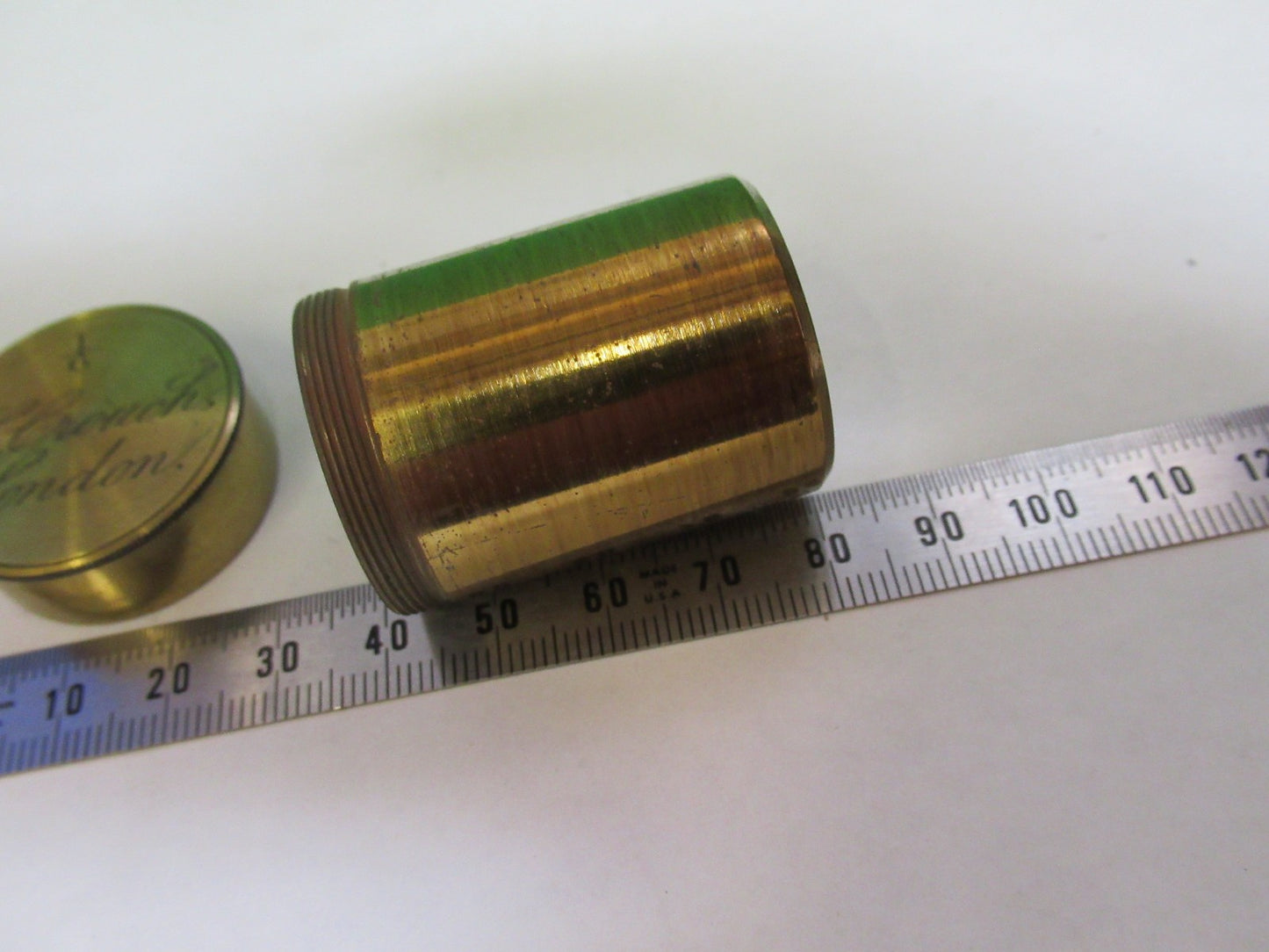 ANTIQUE BRASS EMPTY H. CROUCH UK OBJECTIVE CANISTER MICROSCOPE PART T6-A-31