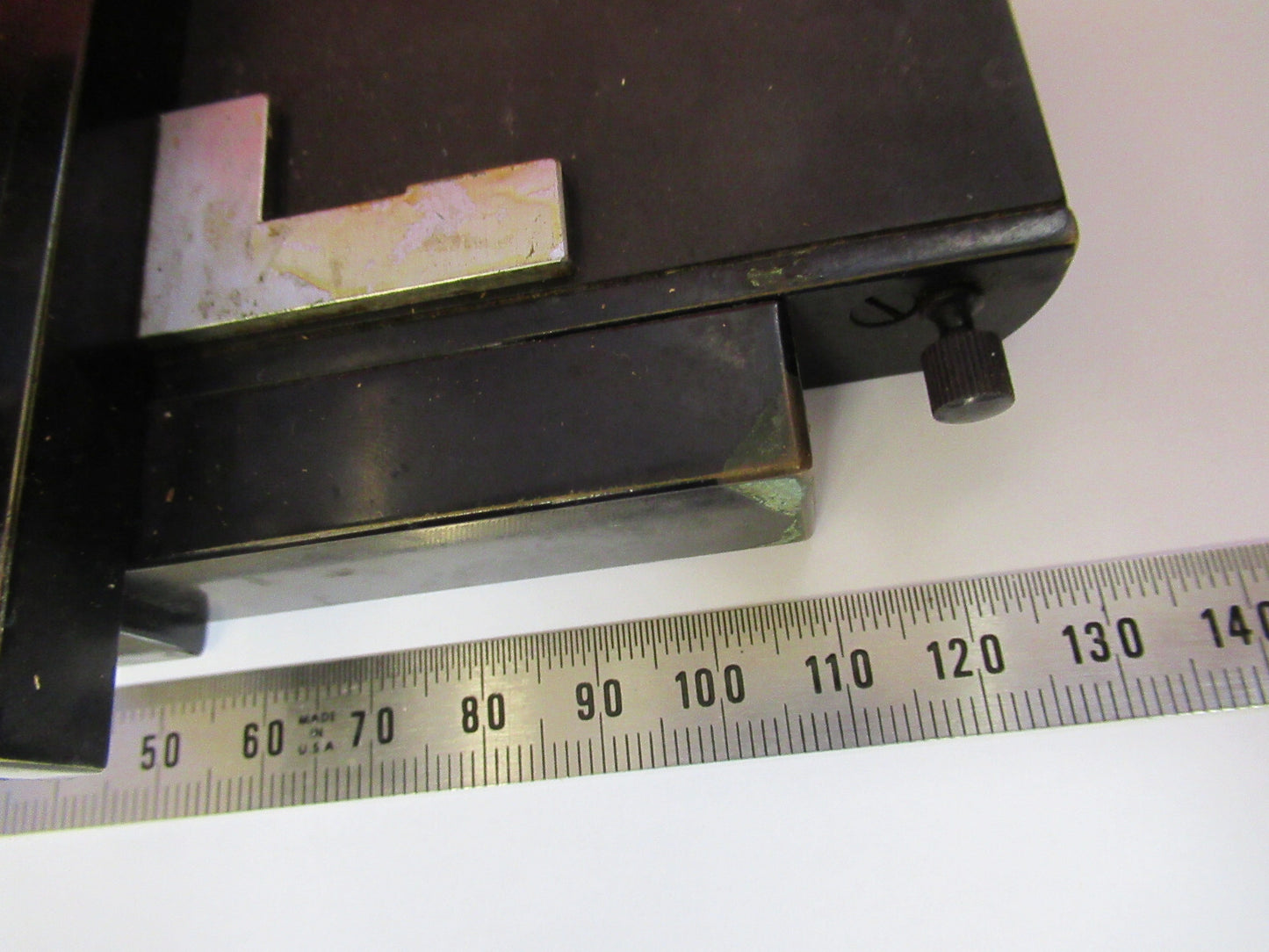 ANTIQUE BAUSCH LOMB XY STAGE TABLE HEAVY MICROSCOPE PART AS PICTURED S3-B-40