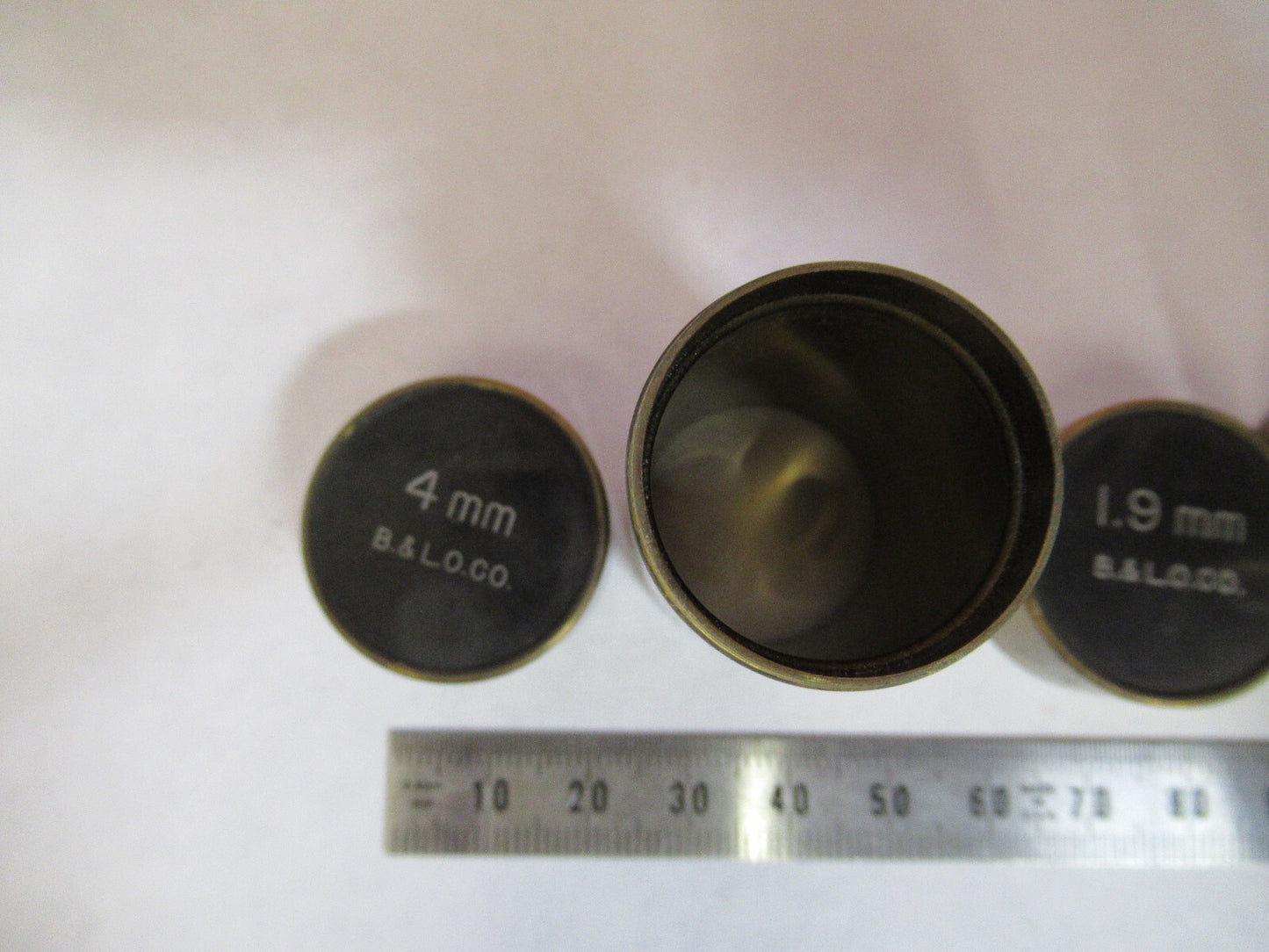 Antique Brass Bausch & Lomb Lot Objective Cans Microscope Part