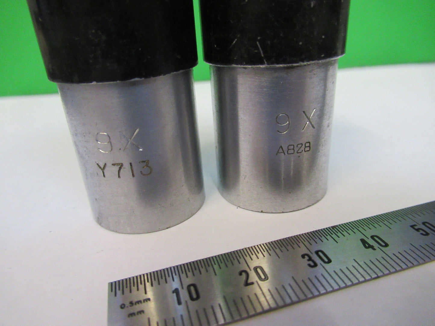 Antique American Optical Co. Spencer Lens Co. Pair Eyepieces 9X Optic Microscope Part