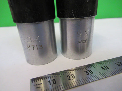 Antique American Optical Co. Spencer Lens Co. Pair Eyepieces 9X Optic Microscope Part