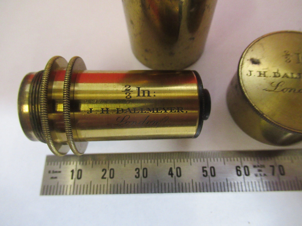 RARE ANTIQUE BRASS JH DALLMEYER LONDON 2/3" OBJECTIVE MICROSCOPE AS PIC &F8-A-02