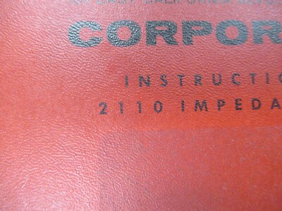 Endevco Vintage Instructions Manual 2110 Impedance Head