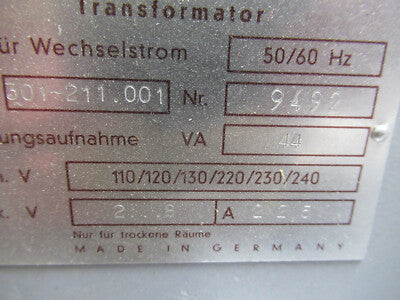 Ernst Leitz Wetzlar Germany Lamp Power Supply 301-211.001 Microscope