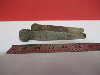 ANTIQUE AMERICAN OPTICS PAIR of CLIPS rusty MICROSCOPE PART AS PICTURED S6-A-47