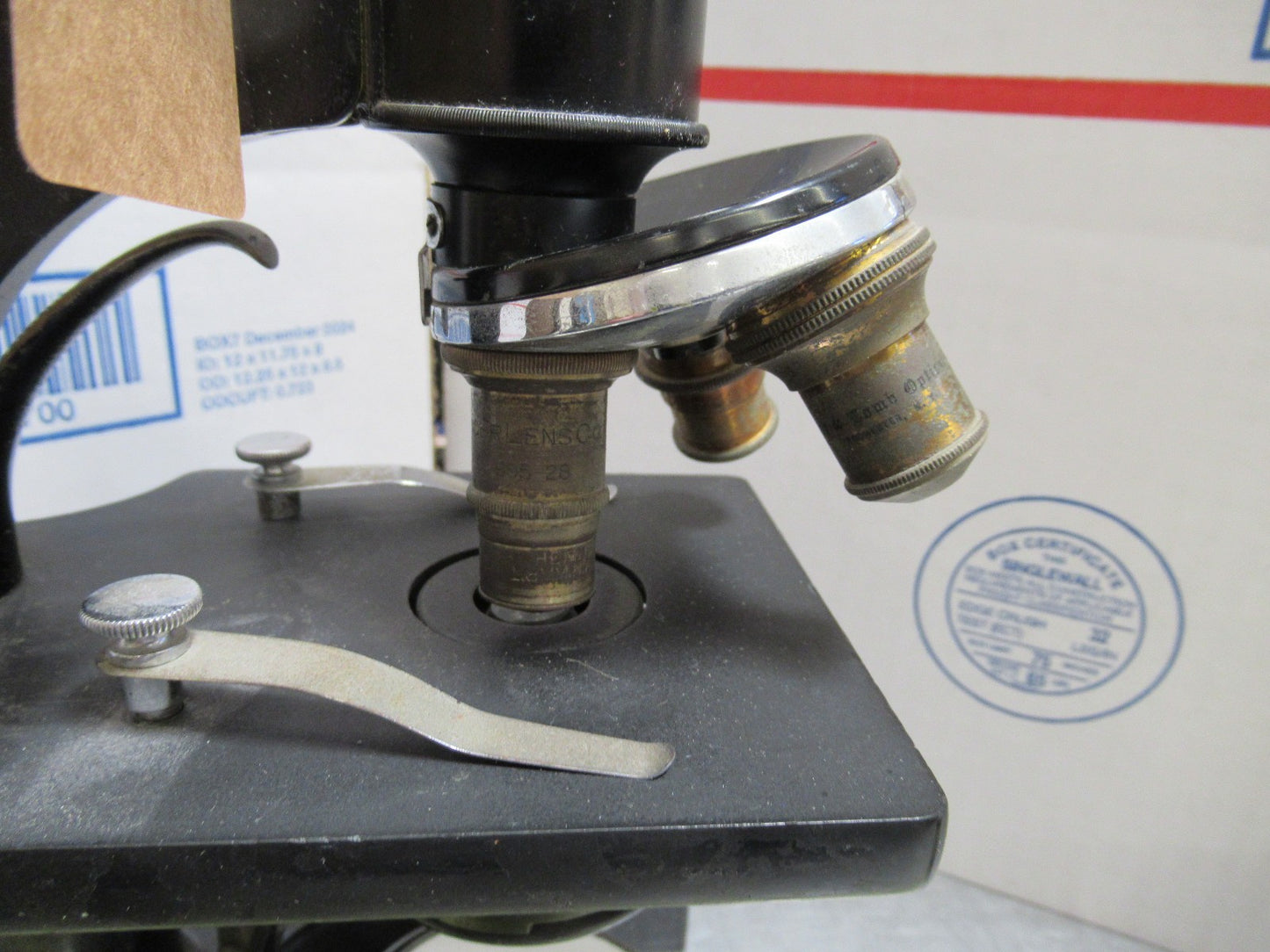 FOR PARTS OR REPAIR ANTIQUE SPENCER MICROSCOPE BAUSCH OBJECTIVES circa 1890 LOB