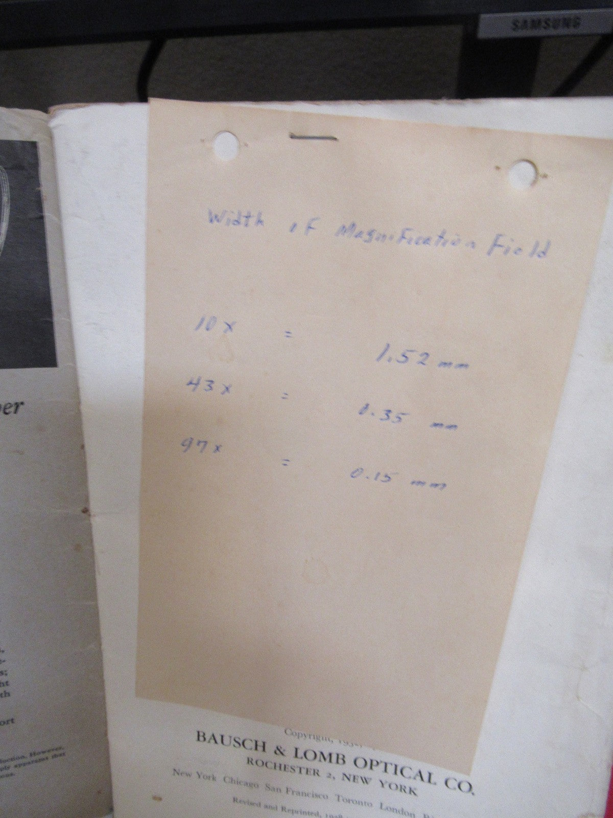 ANTIQUE BAUSCH LOMB BOOKLET INSTRUCTIONS 1932 MICROSCOPE PART AS PIC V7-A-15