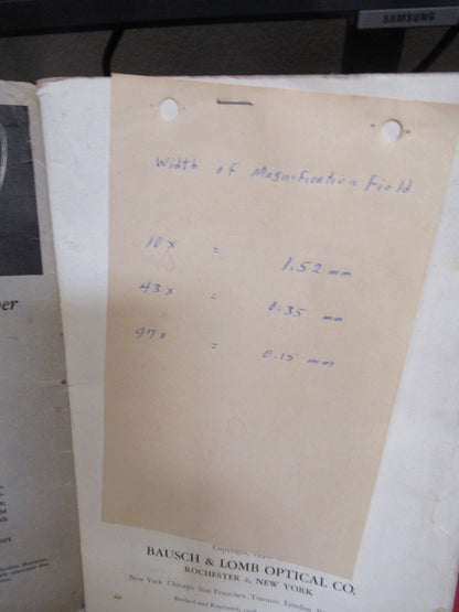 ANTIQUE BAUSCH LOMB BOOKLET INSTRUCTIONS 1932 MICROSCOPE PART AS PIC V7-A-15