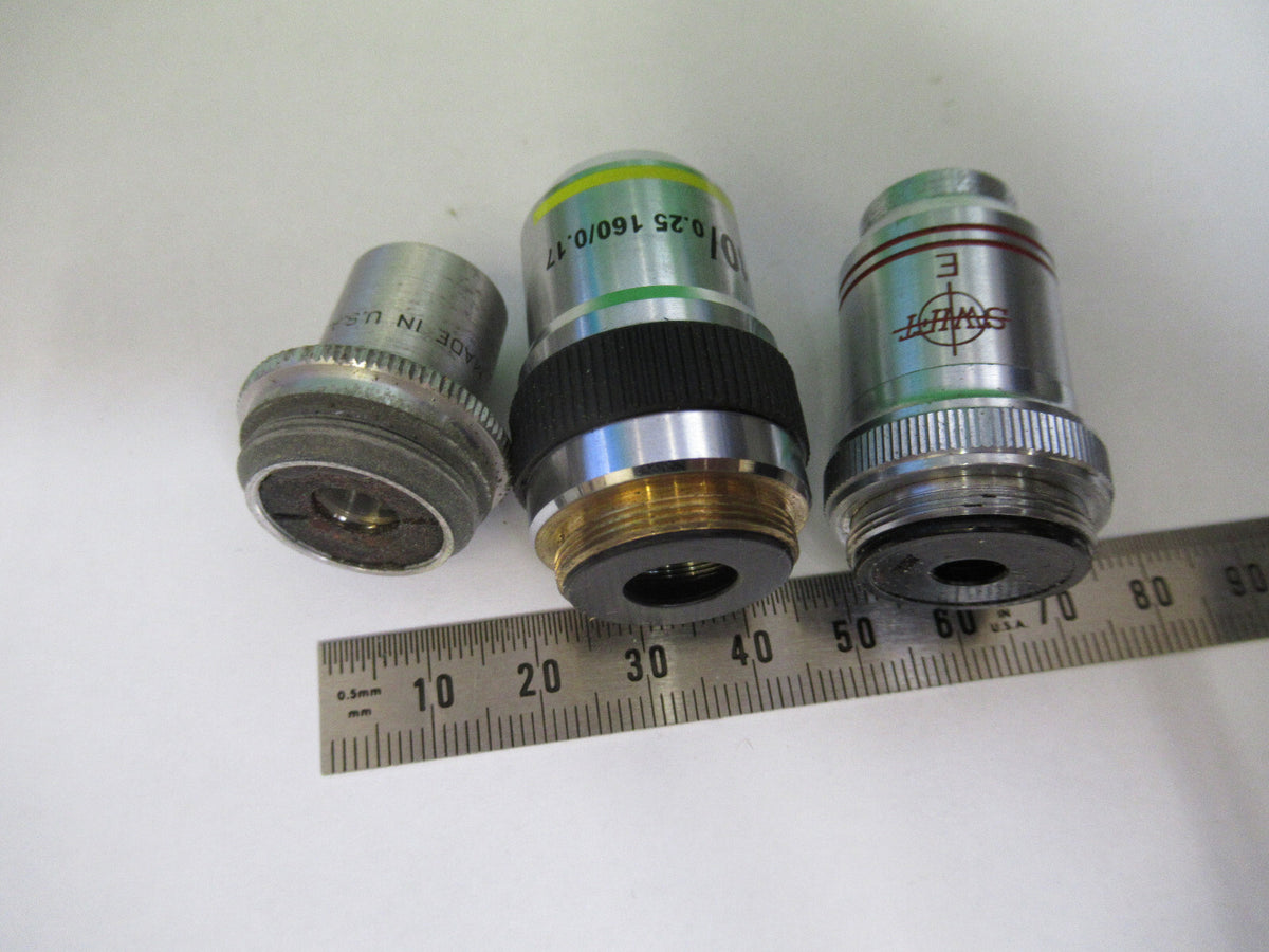 LOT 2 ea OBJECTIVES  GENERIC 3.5X 10X 40X MICROSCOPE PART AS PICTURED &R4-A-53