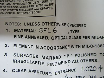 OPTICAL MIL SPEC TELEDYNE THICK CX CC LENS SFL6 GLASS LASER OPTICS BIN#43-23