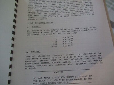 COLLECTABLE RARE FTS QUARTZ 1050A FREQUENCY STANDARD MANUAL 1984 ii &BIBLI