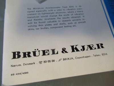 VINTAGE MANUAL BRUEL KJAER 4316 4356 ACCELEROMETER 1966 AS PICTURED