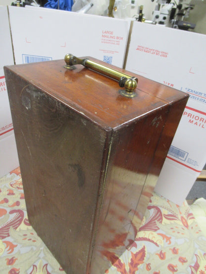 ANTIQUE WOOD CABINET EMPTY HENRY CROUCH UK MICROSCOPE PART LOBBY