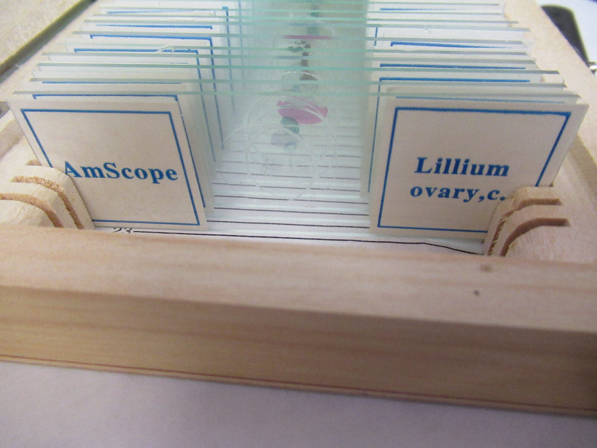 PREPARED 23 SLIDES SPECIMEN SAMPLES AMSCOPE MICROSCOPE PART AS PICTURED X7-A-95