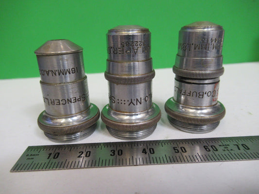 ANTIQUE AO SPENCER OBJECTIVE LOT 10X 44X 95X MICROSCOPE PART AS PICTURED U9-A-42