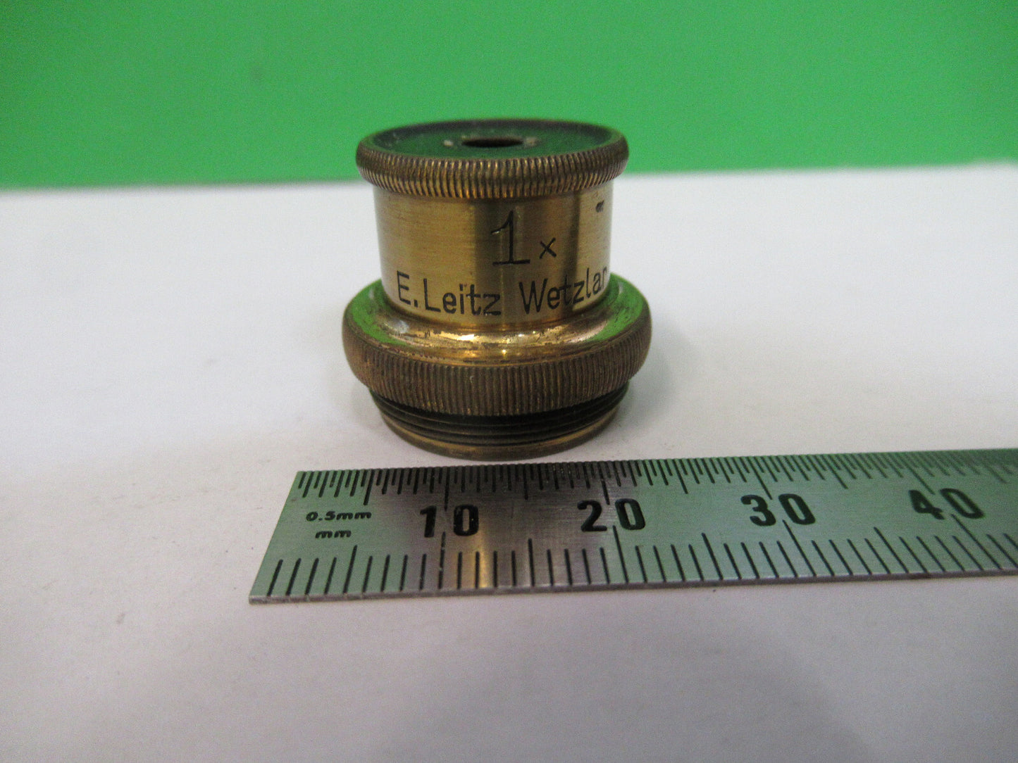 Antique Ernst Leitz Brass Objective 1X Rare Microscope Part