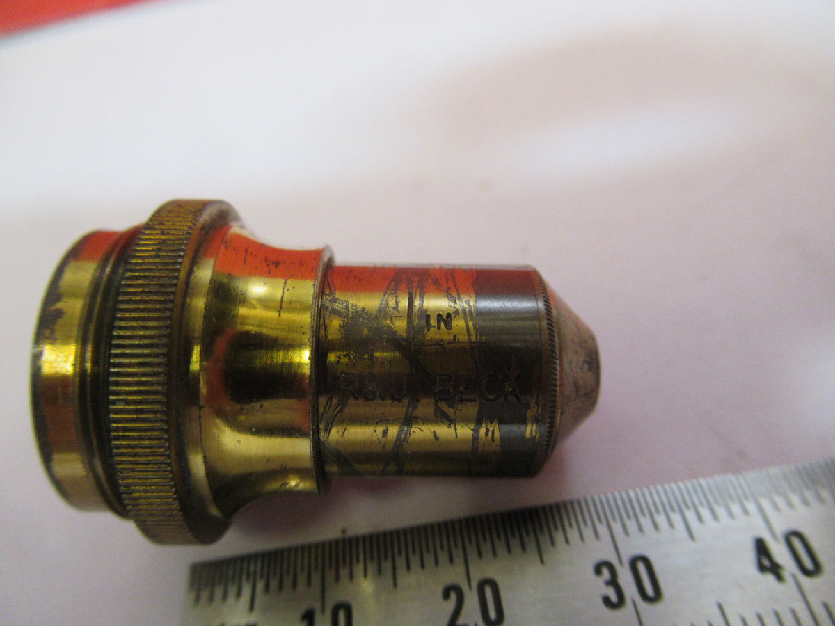 Antique Brass Rj Beck 1 in Lens Objective Microscope