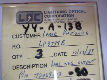 OPTICAL ex-NASA COATED LENS 3 PCS PRO LASER OPTICS AS PICTURED Y4-A-138