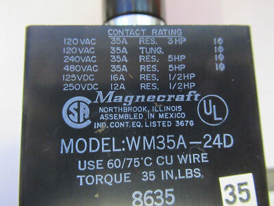 MAGNECRAFT WM35A-24D HOCHLEISTUNGSRELAIS ELEKTRISCH WIE ABGEBILDET #B6-FT-99