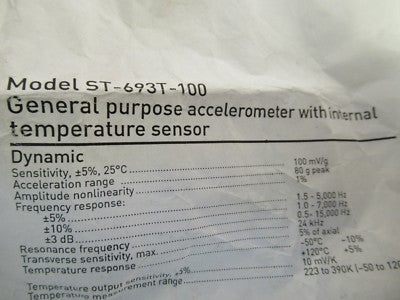 Accelerometer Sage 100 mV/g Wilcoxon ST-693T-100 Vibration Test