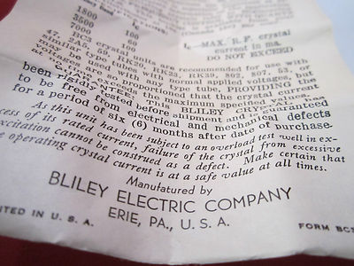 MINT ORIGINAL BLILEY BC3 QUARTZ CRYSTAL 7157 KC + BOX + INSTRUCTIONS  BIN#-DWR