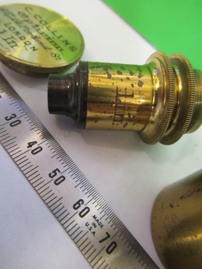 ANTIQUE BRASS OBJECTIVE 1 inch LENS COLLINS LONDON UK MICROSCOPE PART X3-B-20