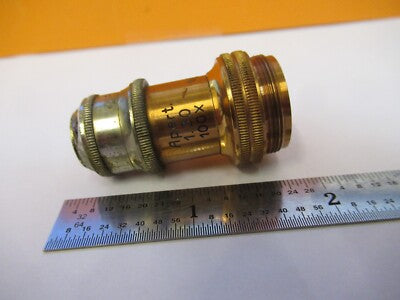 OBJECTIVE ANTIQUE BRASS LEITZ 100X OPTICS MICROSCOPE PART AS PICTURED &G1-A-75