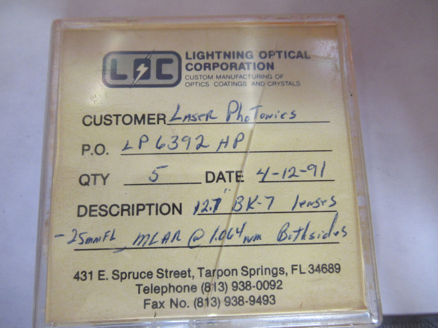OPTICAL ex-NASA COATED LENS 5 PCS PRO LASER OPTICS AS PICTURED Y4-A-99
