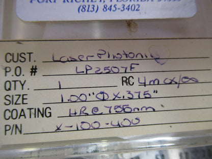 OPTICAL ex-NASA COATED LENS PRO LASER OPTICS AS PICTURED Y1-A-23